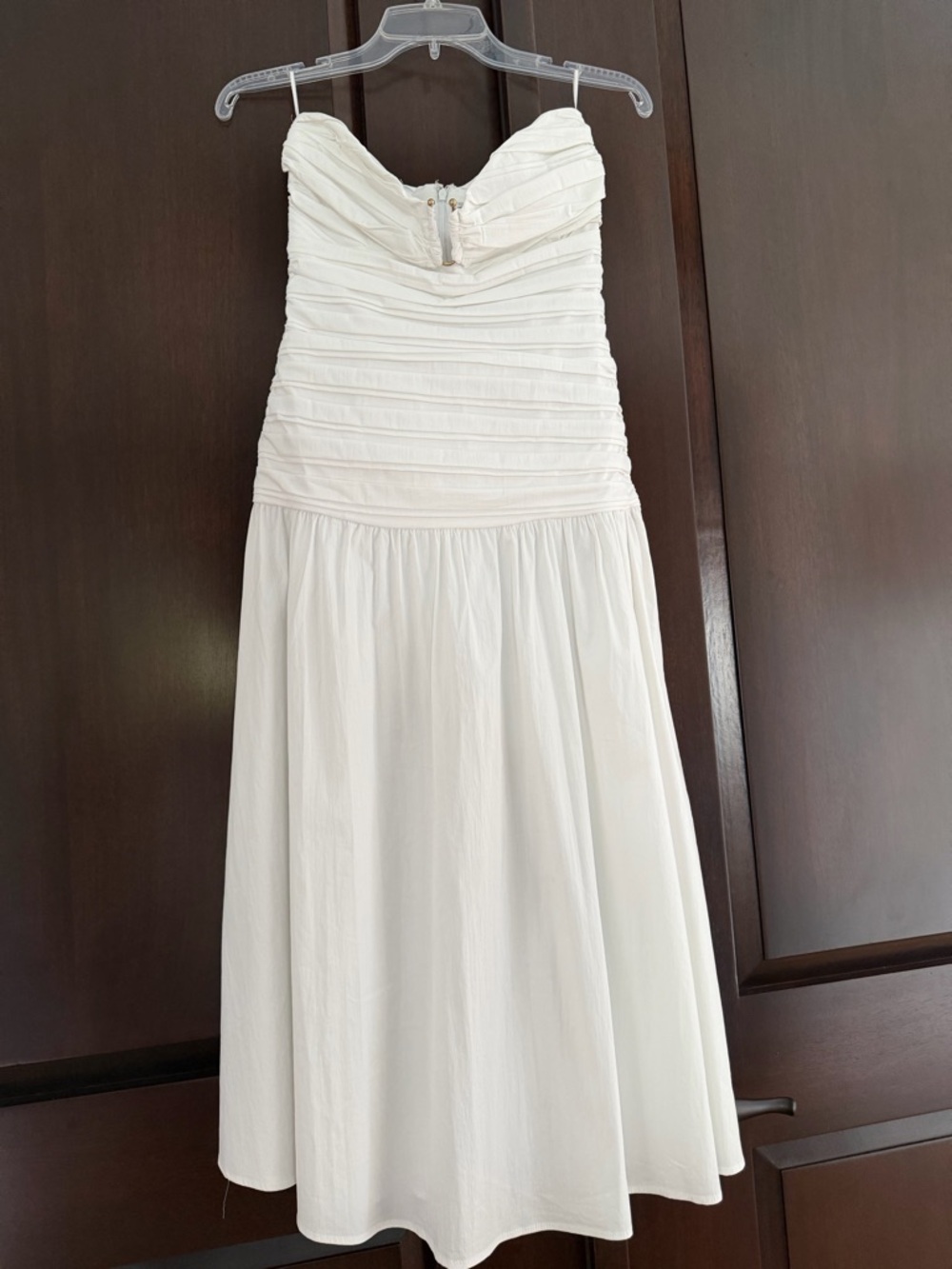 Mango NWT strapless ruched white midi dress